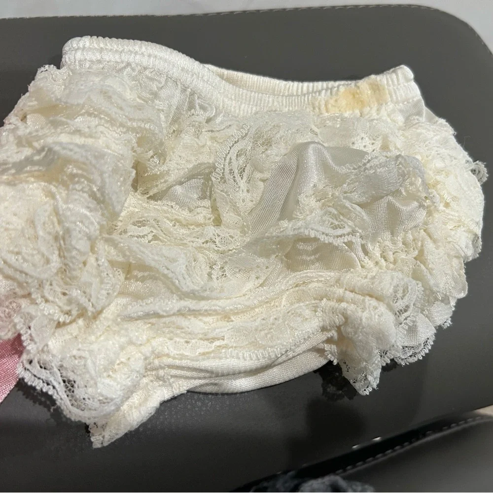 NWOT Set of 2 Vintage Look Lace Full Front and Back Ruffled Baby Bloomer